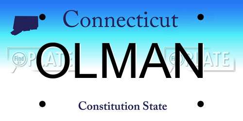 OLMAN Connecticut License Plate