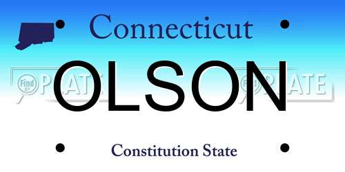 OLSON Connecticut License Plate