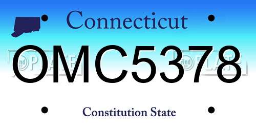 OMC5378 Connecticut License Plate
