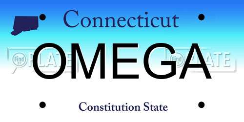 OMEGA Connecticut License Plate