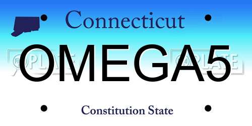 OMEGA5 Connecticut License Plate