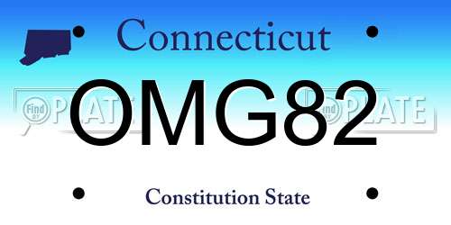 OMG82 Connecticut License Plate