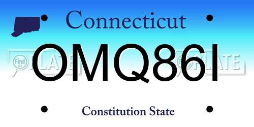 OMQ86I Connecticut License Plate