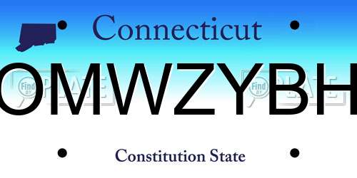 OMWZYBH Connecticut License Plate