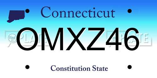 OMXZ46 Connecticut License Plate
