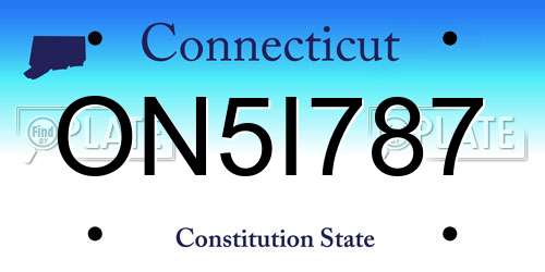 ON5I787 Connecticut License Plate