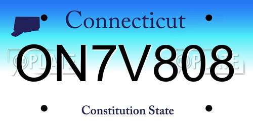 ON7V808 Connecticut License Plate