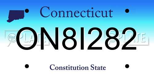 ON8I282 Connecticut License Plate