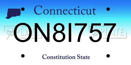 ON8I757 Connecticut License Plate
