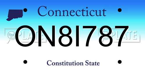 ON8I787 Connecticut License Plate