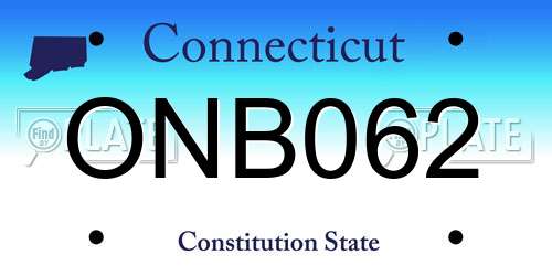 ONB062 Connecticut License Plate