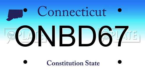 ONBD67 Connecticut License Plate