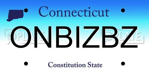 ONBIZBZ Connecticut License Plate