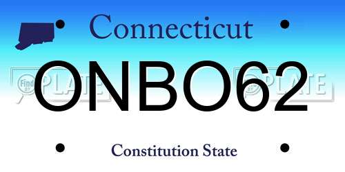 ONBO62 Connecticut License Plate