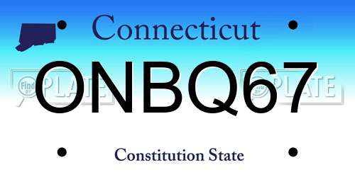 ONBQ67 Connecticut License Plate