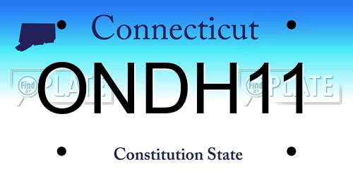 ONDH11 Connecticut License Plate