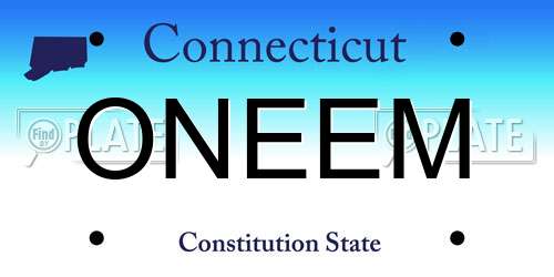 ONEEM Connecticut License Plate