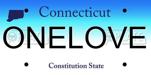 ONELOVE Connecticut License Plate
