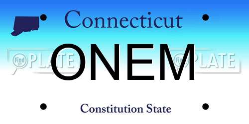 ONEM Connecticut License Plate