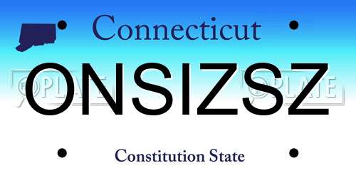 ONSIZSZ Connecticut License Plate