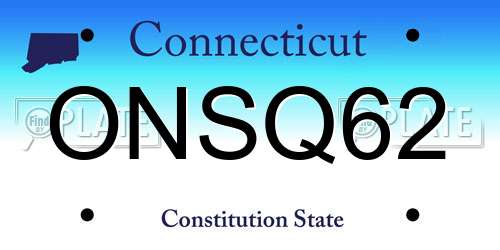 ONSQ62 Connecticut License Plate
