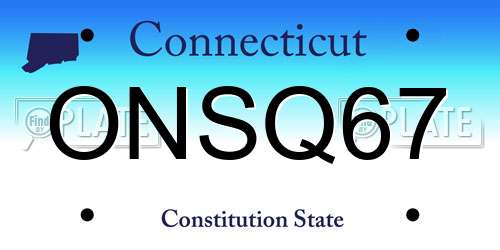 ONSQ67 Connecticut License Plate