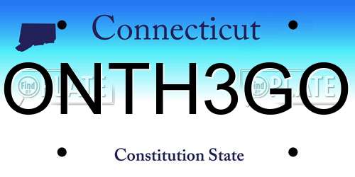 ONTH3GO Connecticut License Plate