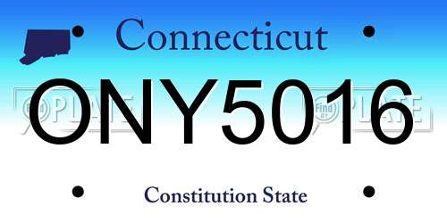 ONY5016 Connecticut License Plate