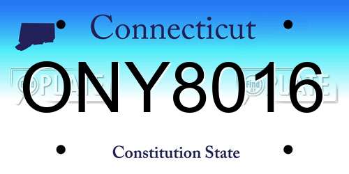 ONY8016 Connecticut License Plate
