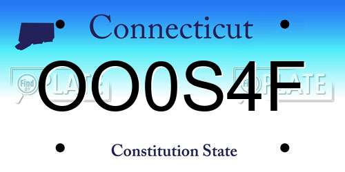 OO0S4F Connecticut License Plate