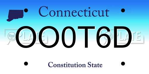 OO0T6D Connecticut License Plate