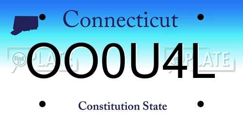 OO0U4L Connecticut License Plate
