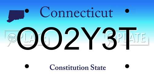 OO2Y3T Connecticut License Plate