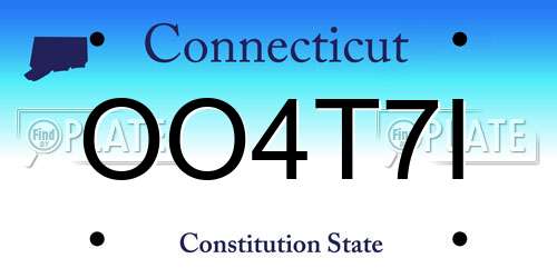 OO4T7I Connecticut License Plate
