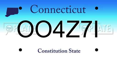 OO4Z7I Connecticut License Plate