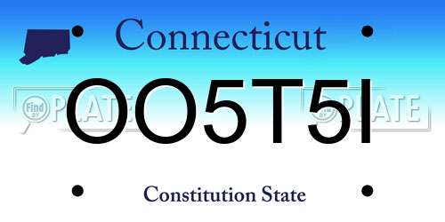 OO5T5I Connecticut License Plate