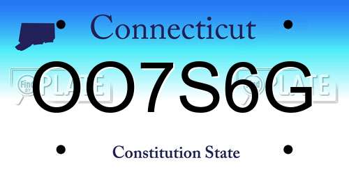 OO7S6G Connecticut License Plate
