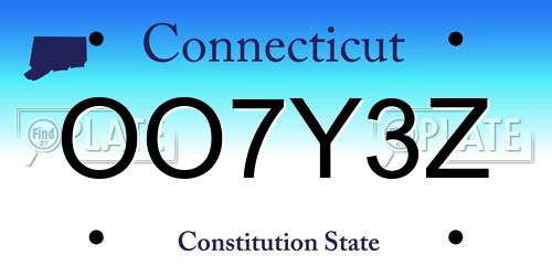 OO7Y3Z Connecticut License Plate