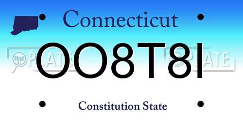 OO8T8I Connecticut License Plate