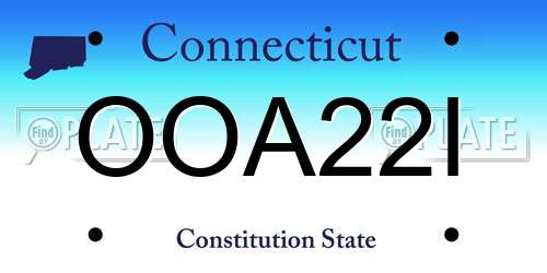 OOA22I Connecticut License Plate