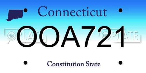 OOA721 Connecticut License Plate