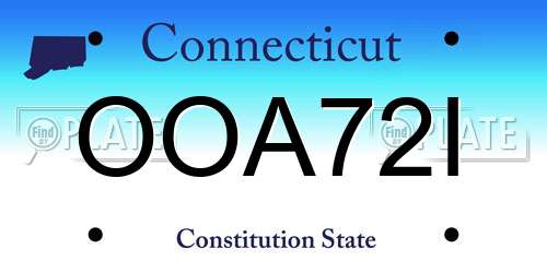 OOA72I Connecticut License Plate