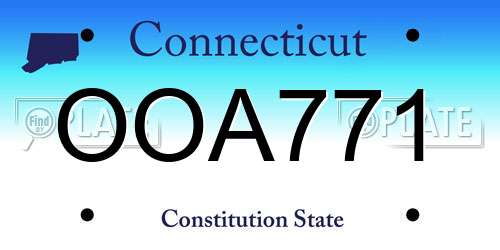 OOA771 Connecticut License Plate