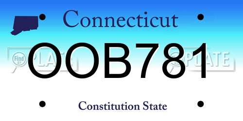OOB781 Connecticut License Plate