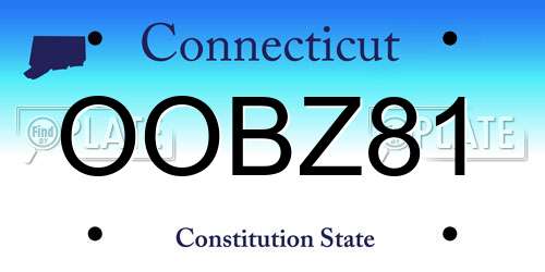 OOBZ81 Connecticut License Plate
