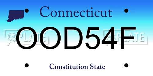 OOD54F Connecticut License Plate