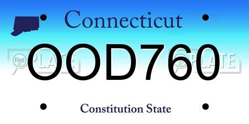 OOD760 Connecticut License Plate