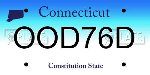 OOD76D Connecticut License Plate