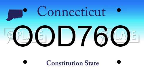 OOD76O Connecticut License Plate