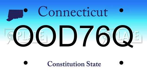 OOD76Q Connecticut License Plate